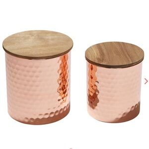 NIB, Large Set of 2 Copper Canisters by UNCOMMON JAMES
